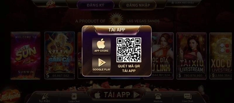 Hình ảnh giao diện chính của app SunWin trên điện thoại Android và iOS – tải app SunWin để trải nghiệm đầy đủ tính năng.